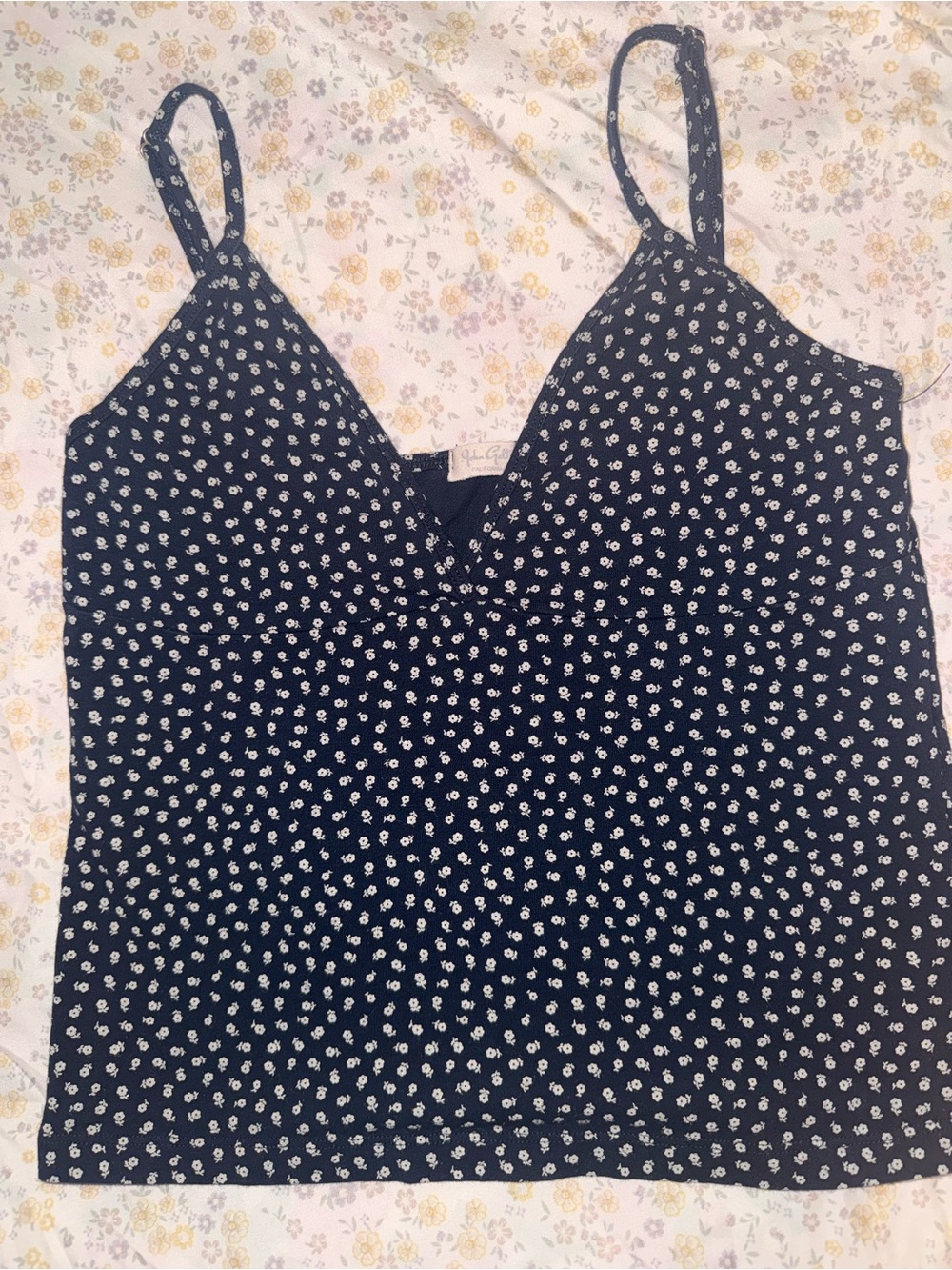Navy Daisy Print V-Neck Spaghetti Strap Cami
